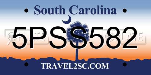 5PSS582 South Carolina License Plate