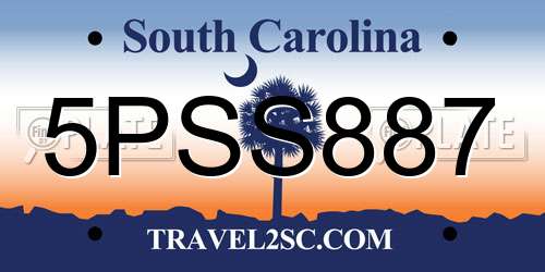 5PSS887 South Carolina License Plate