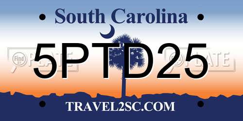 5PTD25 South Carolina License Plate