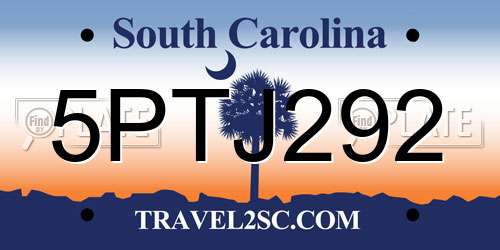 5PTJ292 South Carolina License Plate