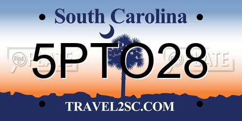 5PTO28 South Carolina License Plate