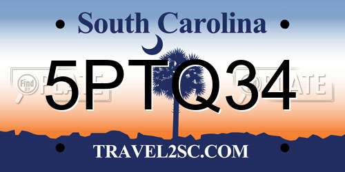 5PTQ34 South Carolina License Plate