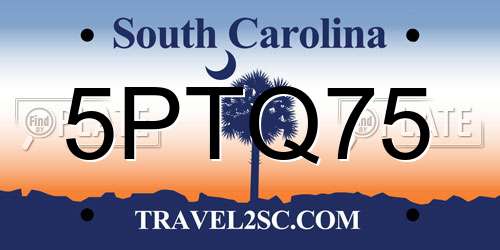 5PTQ75 South Carolina License Plate