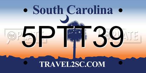 5PTT39 South Carolina License Plate