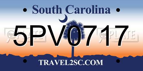 5PV0717 South Carolina License Plate