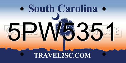 5PW5351 South Carolina License Plate