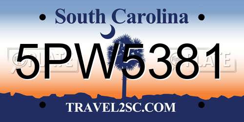 5PW5381 South Carolina License Plate