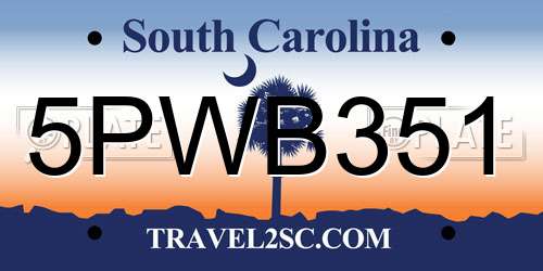 5PWB351 South Carolina License Plate