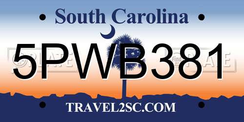 5PWB381 South Carolina License Plate