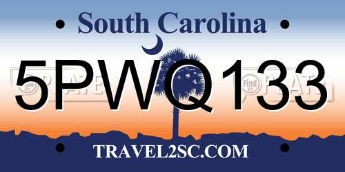 5PWQ133 South Carolina License Plate