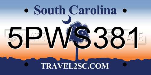 5PWS381 South Carolina License Plate
