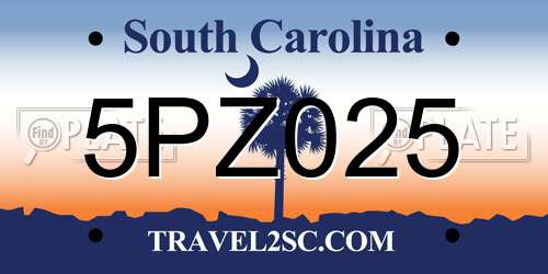 5PZ025 South Carolina License Plate