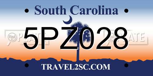 5PZ028 South Carolina License Plate