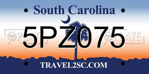 5PZ075 South Carolina License Plate