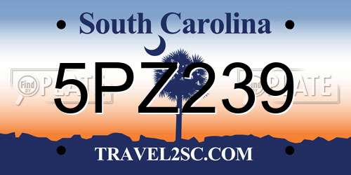 5PZ239 South Carolina License Plate