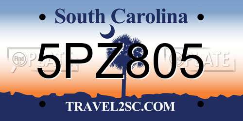 5PZ805 South Carolina License Plate