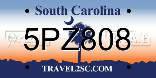 5PZ808 South Carolina License Plate