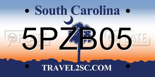 5PZB05 South Carolina License Plate