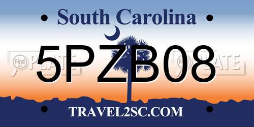 5PZB08 South Carolina License Plate