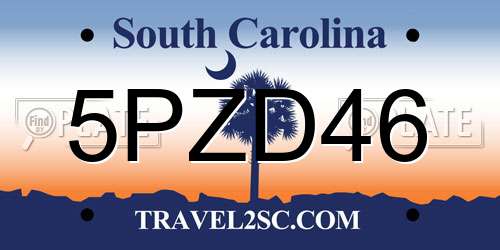 5PZD46 South Carolina License Plate
