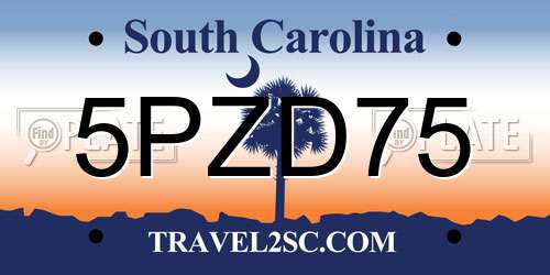 5PZD75 South Carolina License Plate