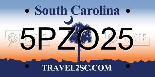 5PZO25 South Carolina License Plate