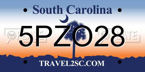 5PZO28 South Carolina License Plate