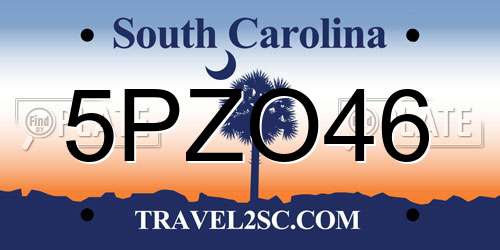 5PZO46 South Carolina License Plate
