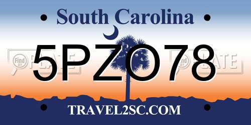 5PZO78 South Carolina License Plate