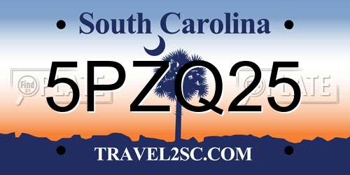 5PZQ25 South Carolina License Plate