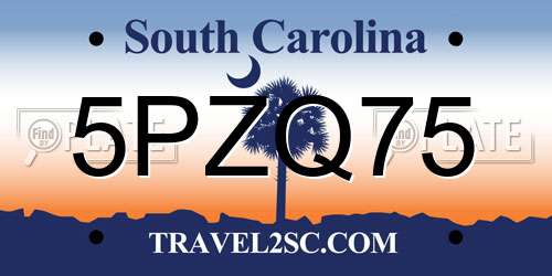 5PZQ75 South Carolina License Plate