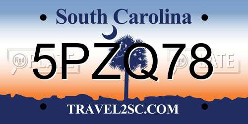 5PZQ78 South Carolina License Plate