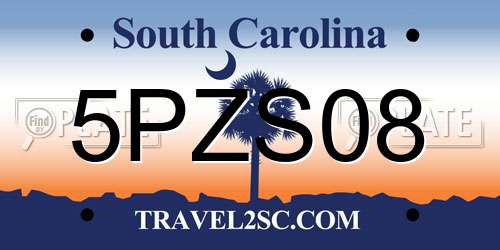 5PZS08 South Carolina License Plate