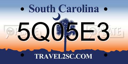 5Q05E3 South Carolina License Plate