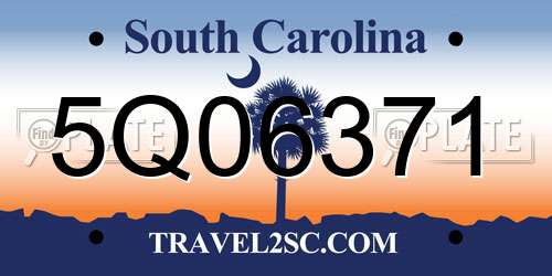 5Q06371 South Carolina License Plate
