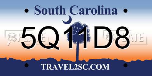5Q11D8 South Carolina License Plate
