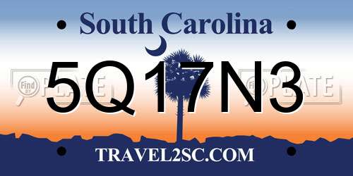 5Q17N3 South Carolina License Plate