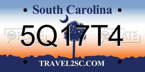 5Q17T4 South Carolina License Plate