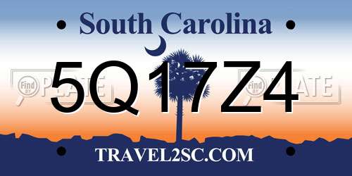 5Q17Z4 South Carolina License Plate