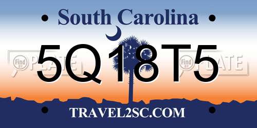 5Q18T5 South Carolina License Plate