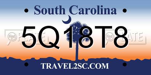5Q18T8 South Carolina License Plate
