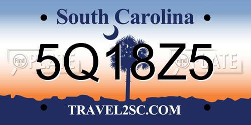 5Q18Z5 South Carolina License Plate