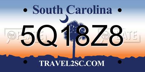 5Q18Z8 South Carolina License Plate