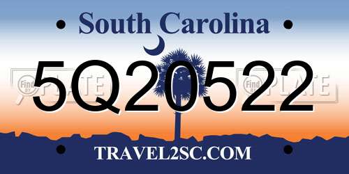 5Q20522 South Carolina License Plate