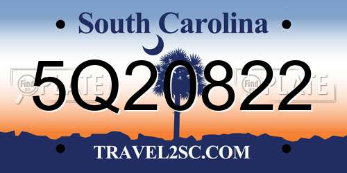 5Q20822 South Carolina License Plate