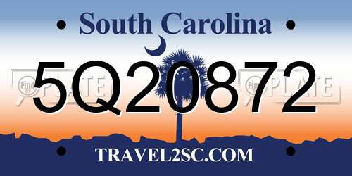 5Q20872 South Carolina License Plate