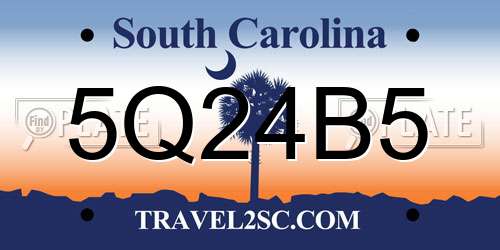 5Q24B5 South Carolina License Plate