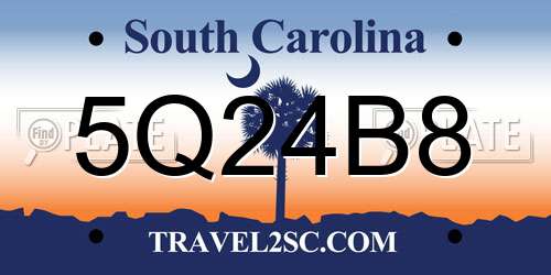 5Q24B8 South Carolina License Plate