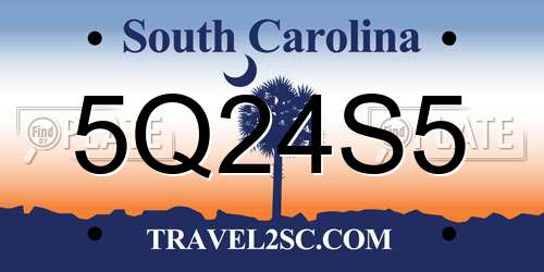 5Q24S5 South Carolina License Plate
