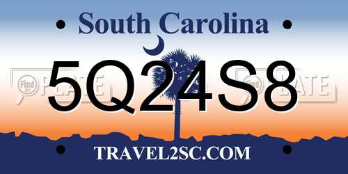 5Q24S8 South Carolina License Plate